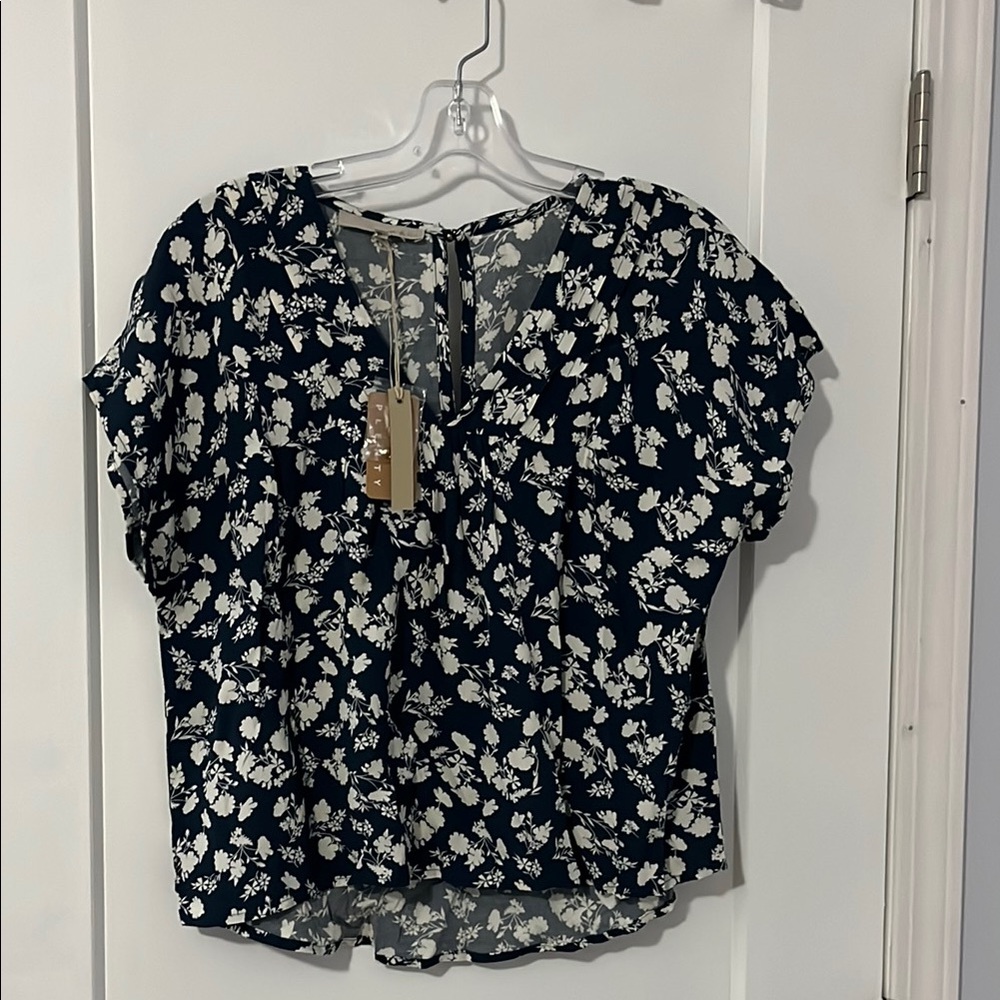 Monk & Lou Floral Navy and White Women's Top